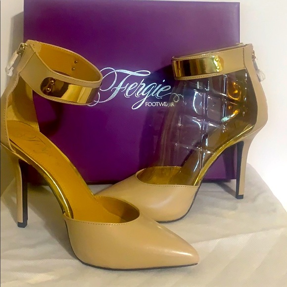 Stiletto heels with metal accents on ankle strap. - Picture 1 of 3